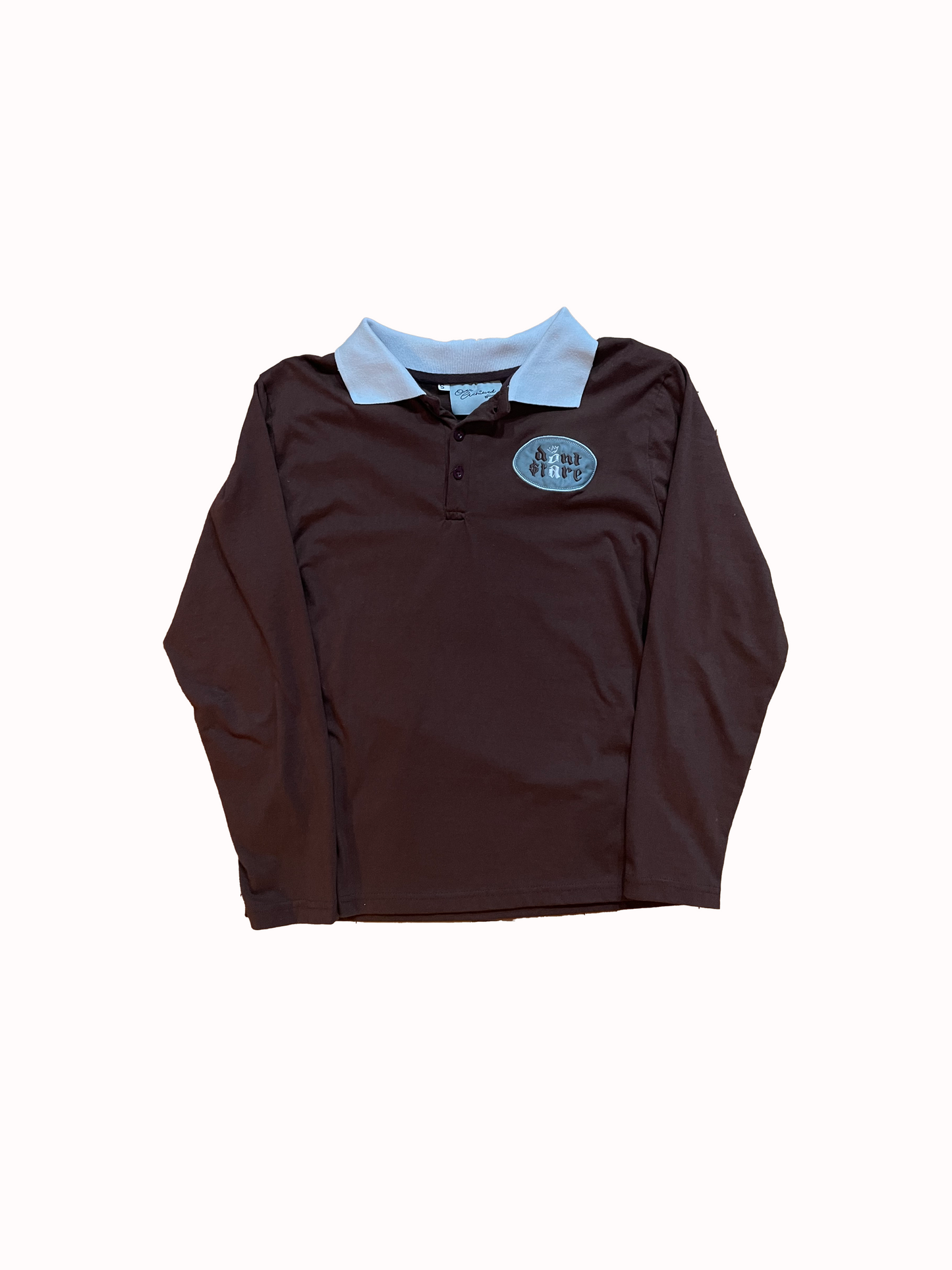 DON'T STARE BROWN POLO BUTTON-UP