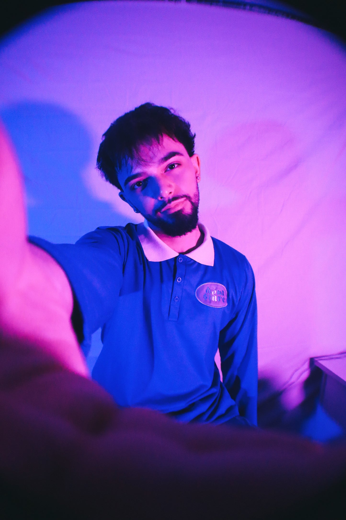 DON'T STARE BLUE POLO BUTTON-UP