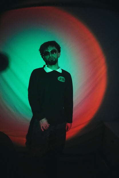 DON'T STARE BLACK POLO BUTTON-UP