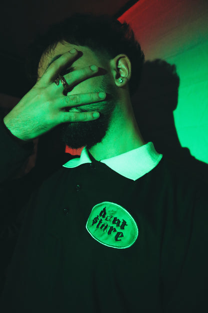 DON'T STARE BLACK POLO BUTTON-UP