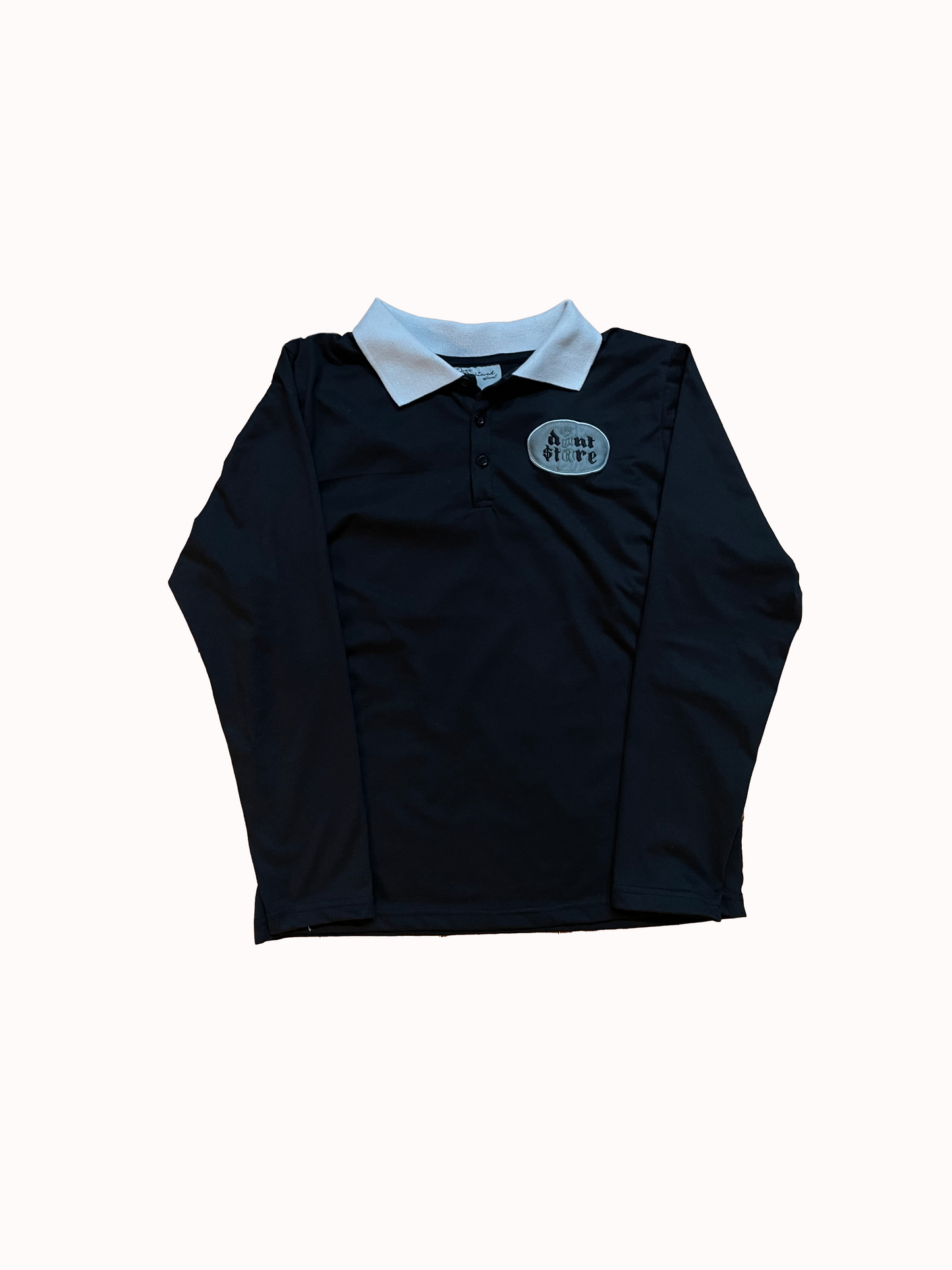 DON'T STARE BLACK POLO BUTTON-UP