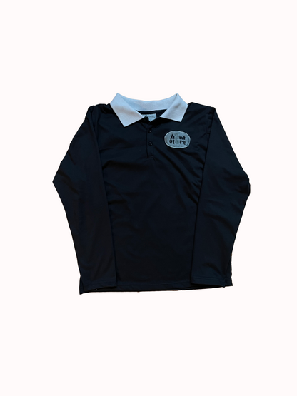 DON'T STARE BLACK POLO BUTTON-UP