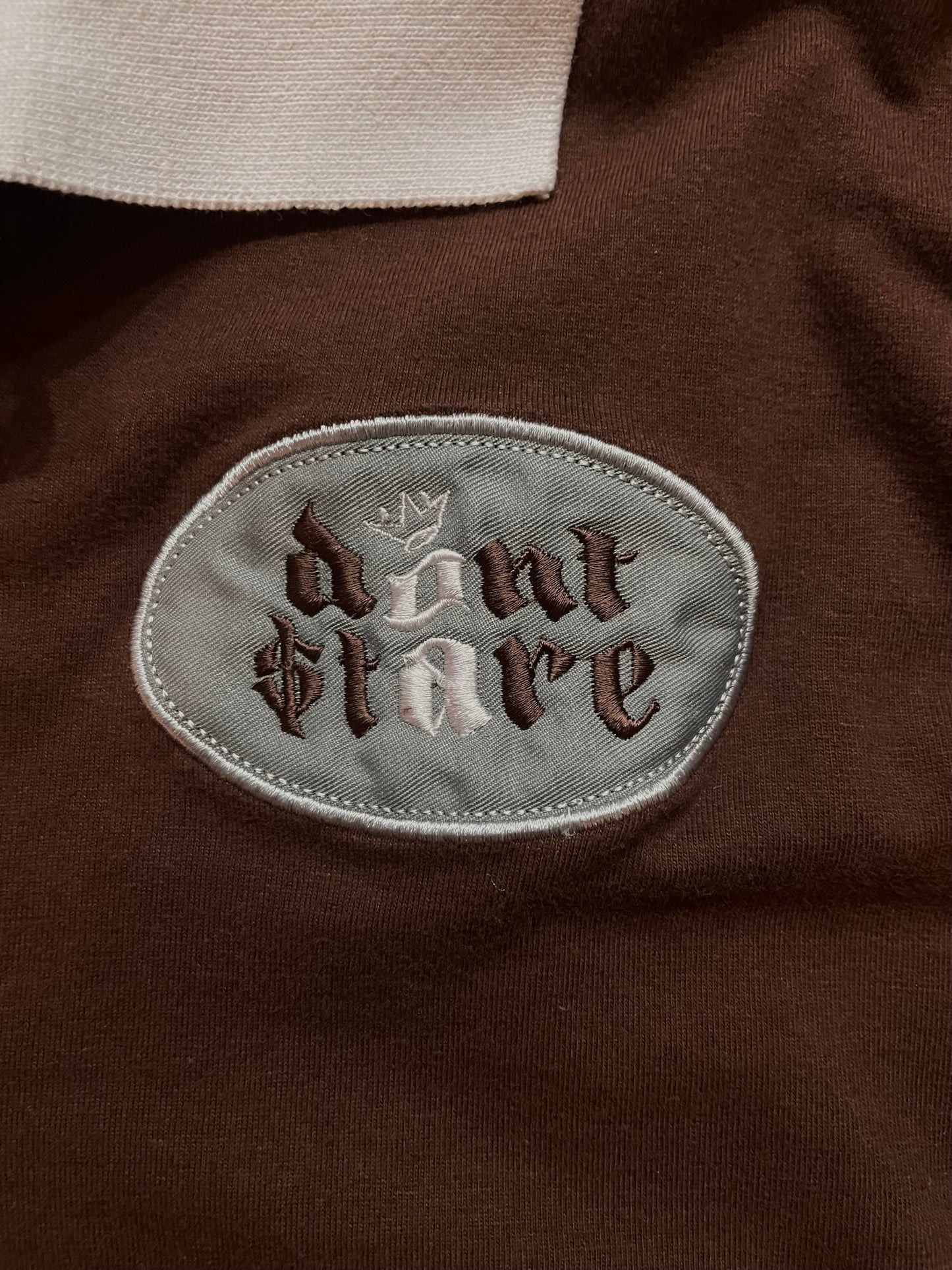 DON'T STARE BROWN POLO BUTTON-UP
